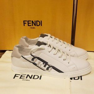 Fendi FF Logo Leather Sneakers White